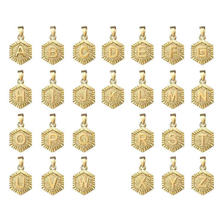 Gold Hexagon Initial Necklace