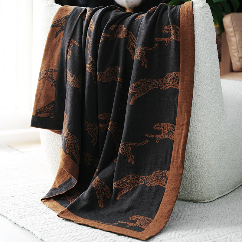 Copper and Onyx Leopard Blanket