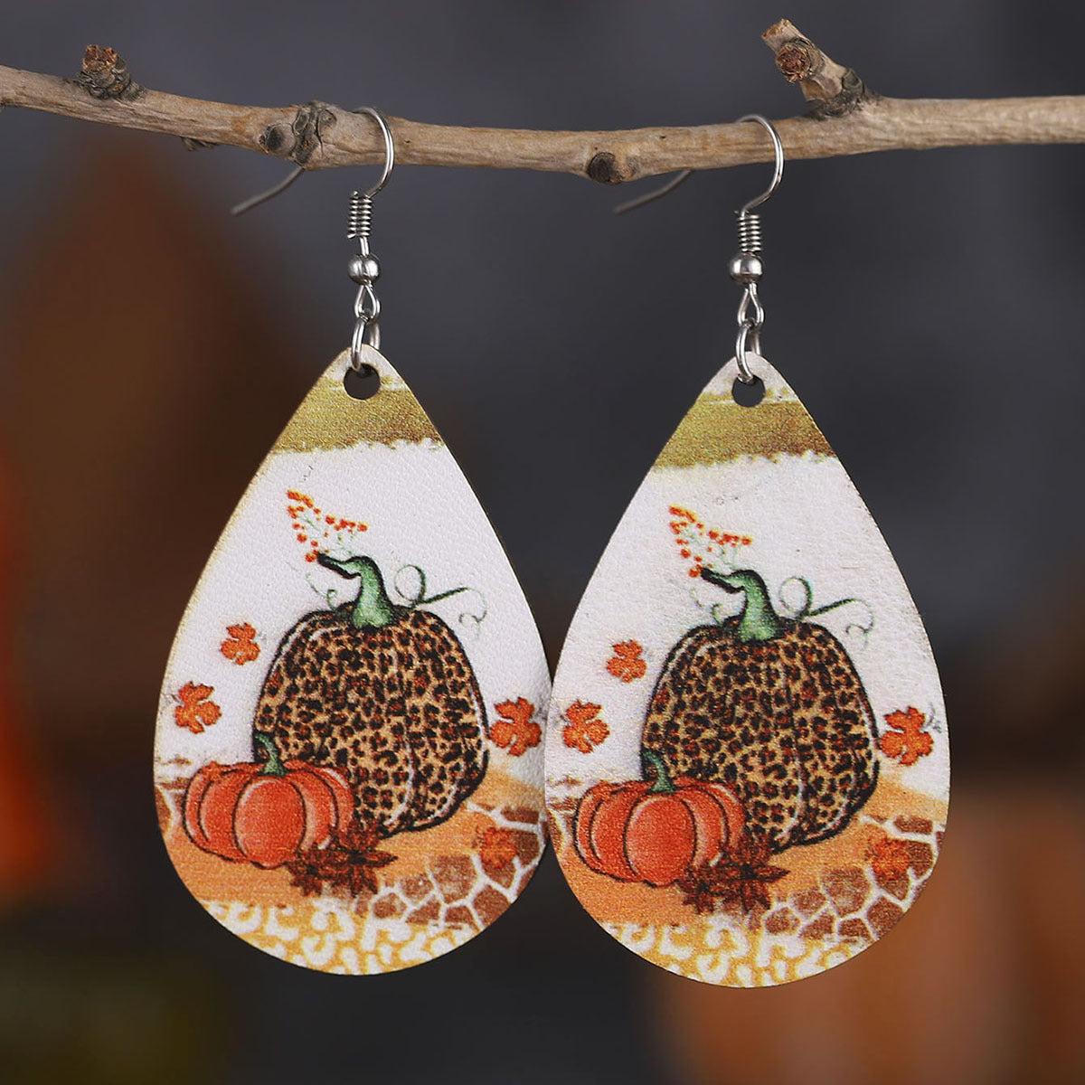 Harvest Leopard Pumpkin Earrings
