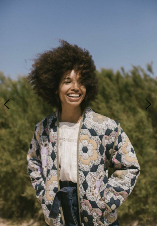 Wildflower of the Field Quilted Coat Vest Removable Sleeve