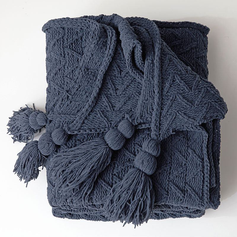 Cozy Knitted Tassel Blanket