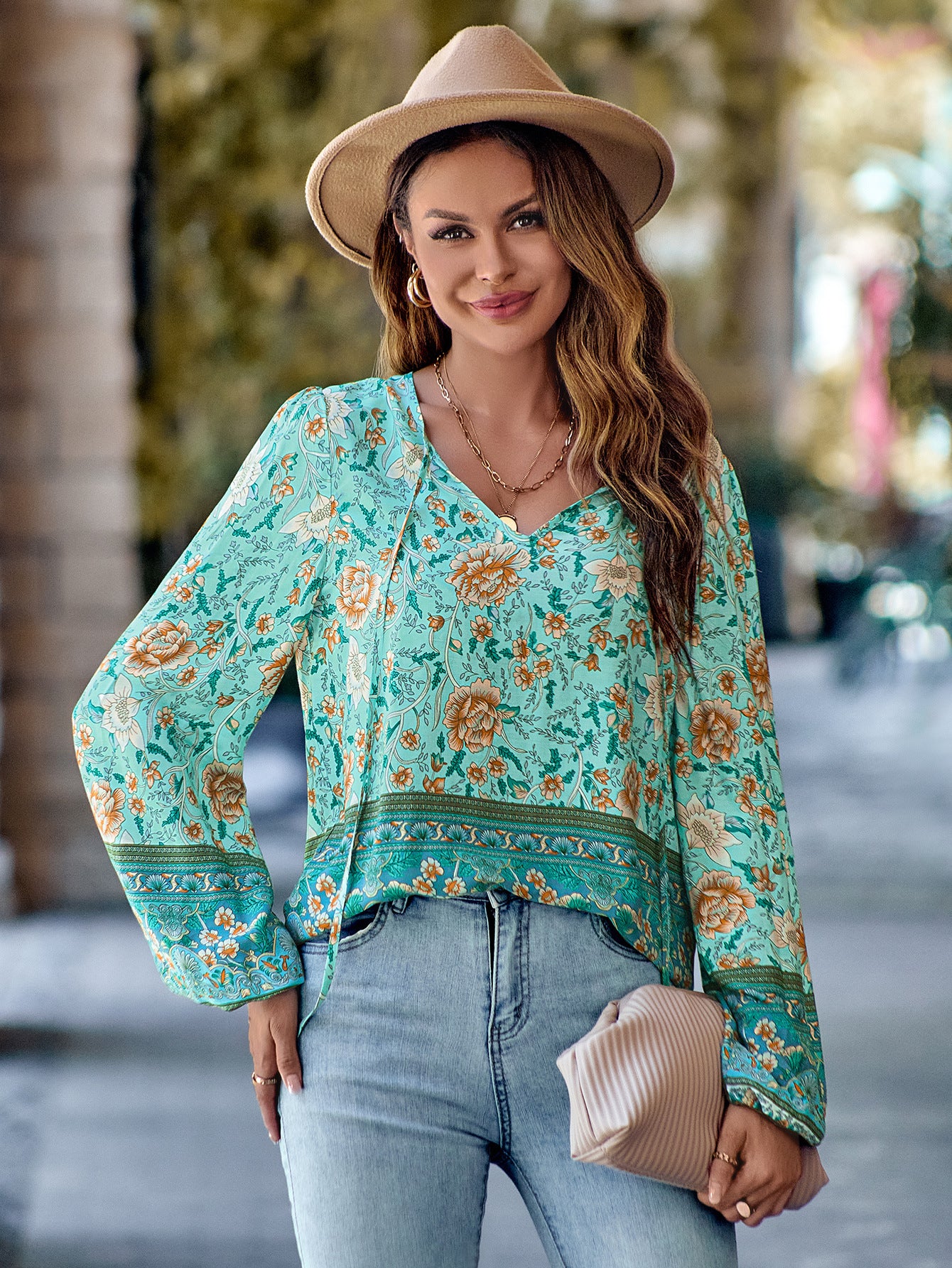 Boho Floral Long Sleeve Top