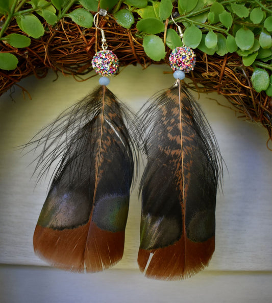 Confetti Turkey Feather Earrings