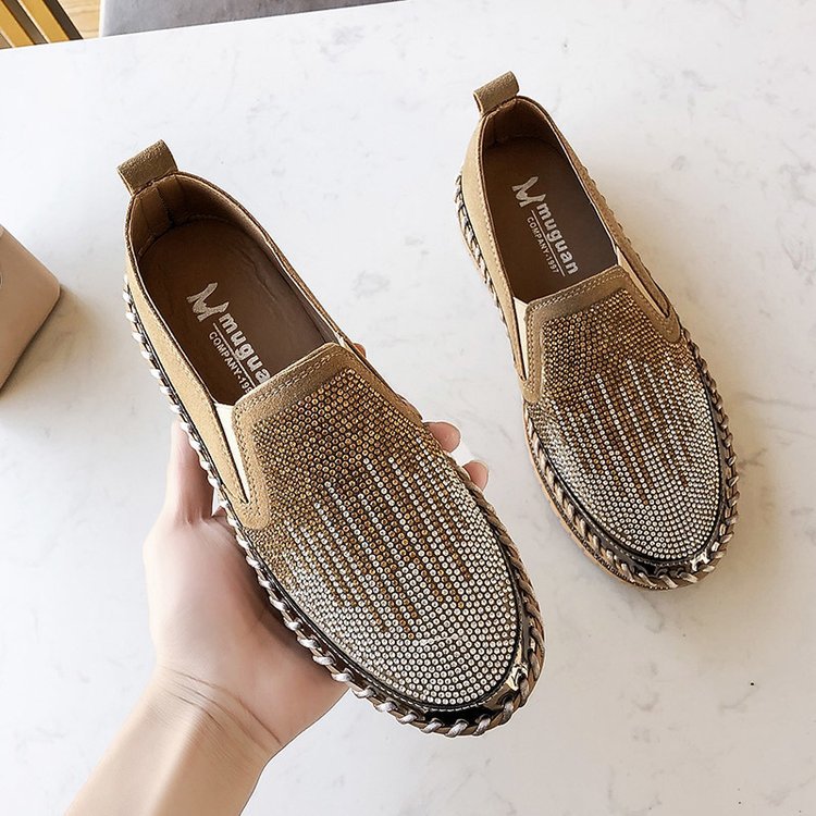 Rhinestone Slip-On Platform Loafers