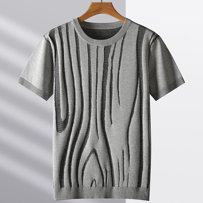 Men's Abstract Line Pattern Thin Knit Shirt
