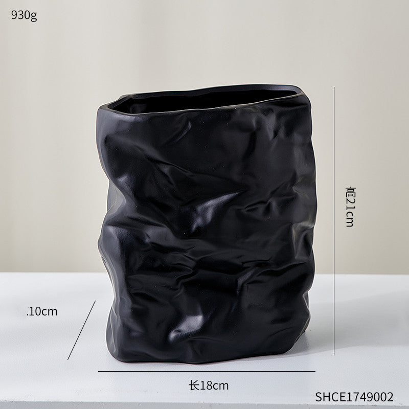 Ceramic Crumbled Pitcher Vase