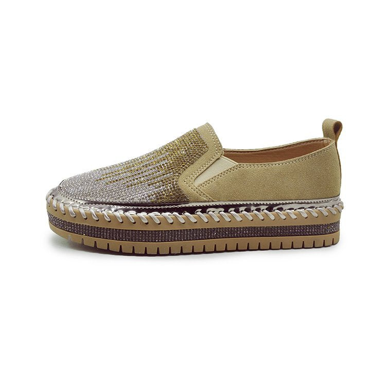 Rhinestone Slip-On Platform Loafers
