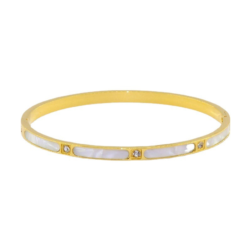 Shell and Diamond Bangle