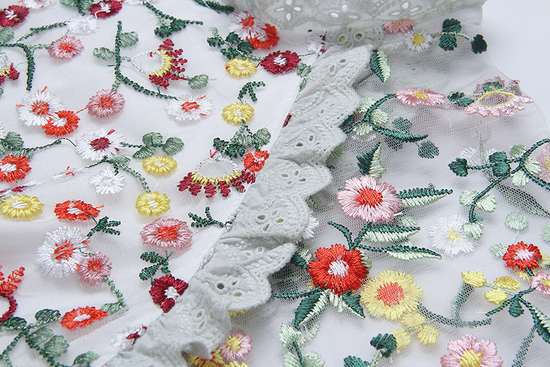 Layered Lace Embroidered Flowers Dress