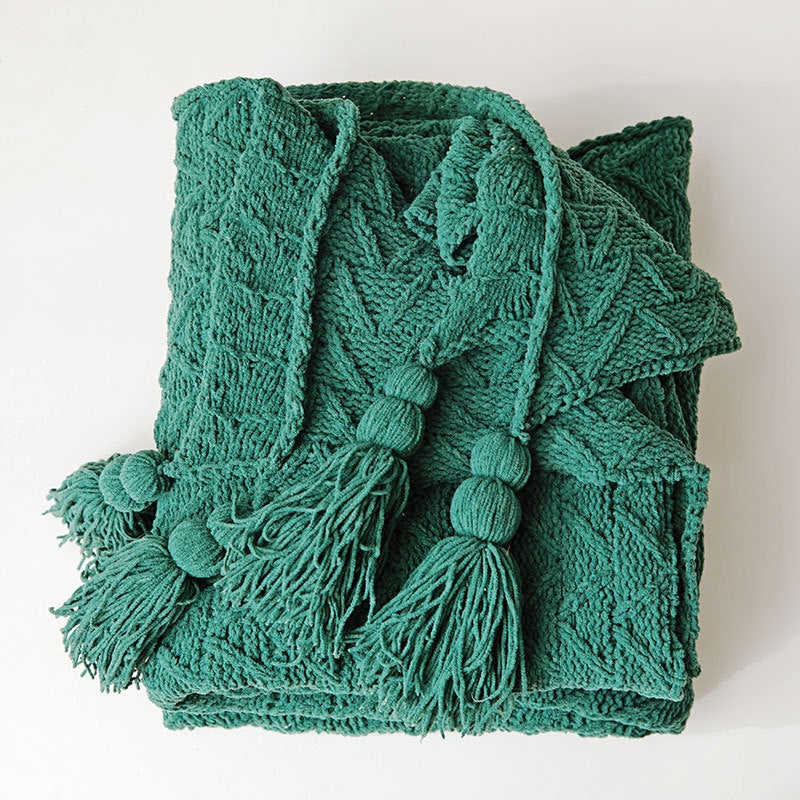 Cozy Knitted Tassel Blanket