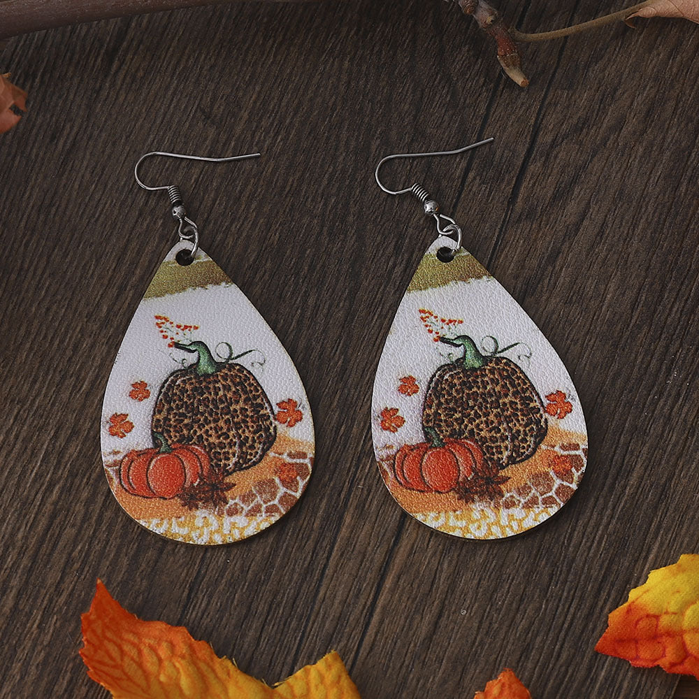 Harvest Leopard Pumpkin Earrings
