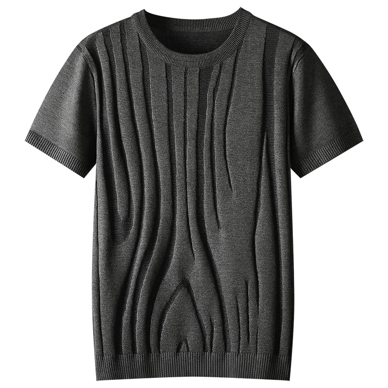 Men's Abstract Line Pattern Thin Knit Shirt
