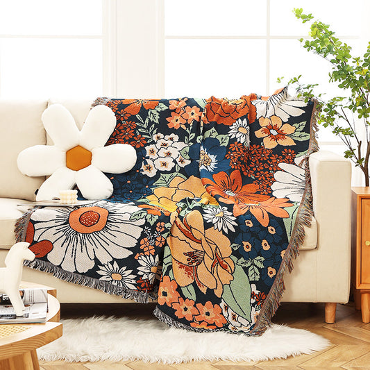Whimsical Floral Blanket, Groovy Floral Blanket